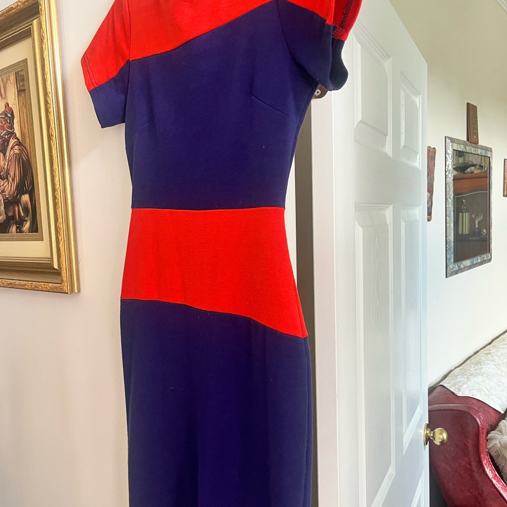 H&M Vibrant Red and Blue Asymmetrical Dress